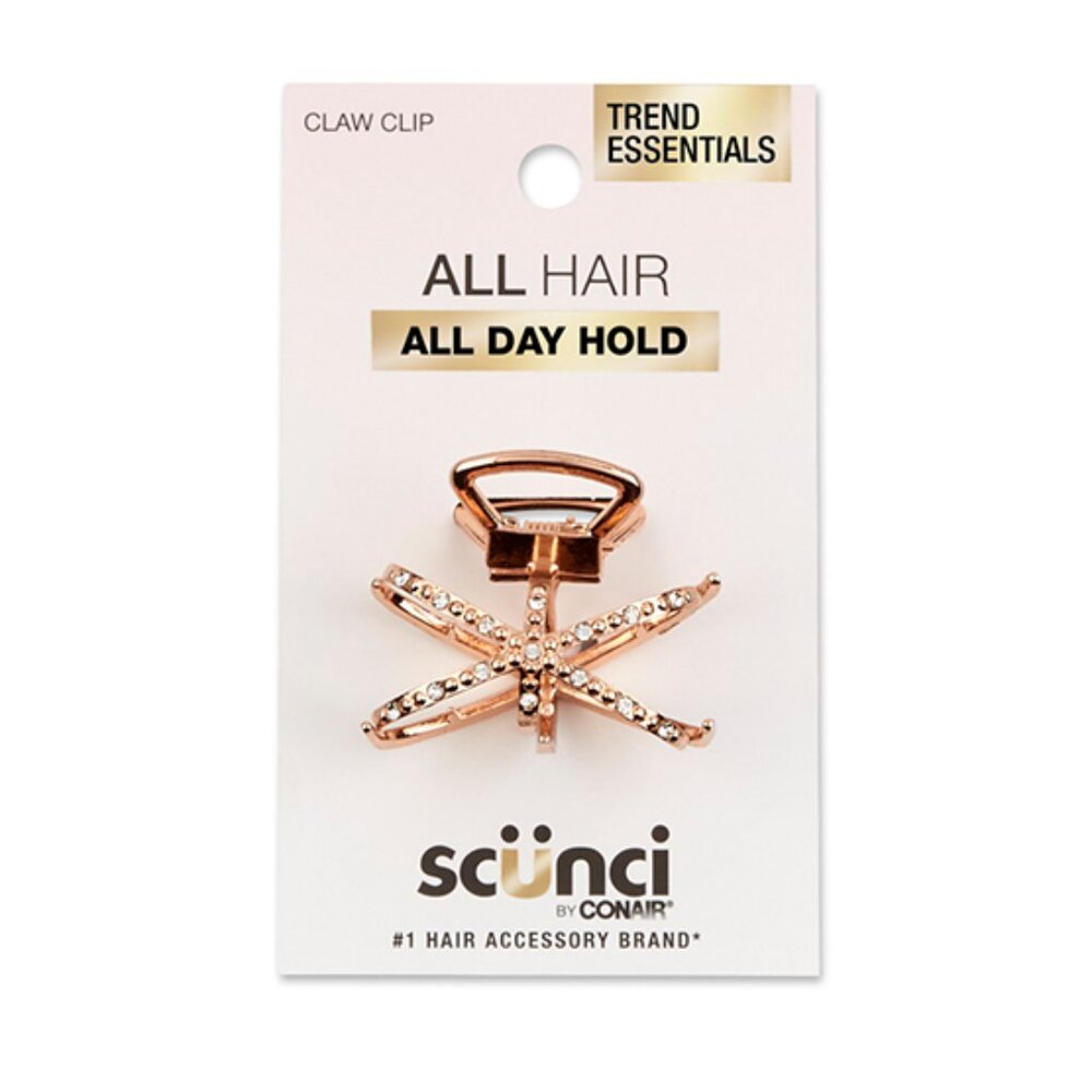NEW! Scunci Gold & Rhinestone Crisscross-Style Claw Clip - Picture 2 of 3